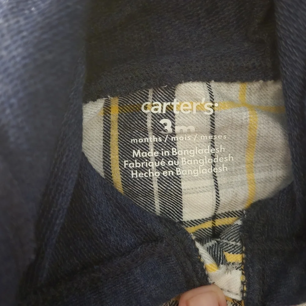 Plaid Hooded Button Up Shirt, Size 3 Months